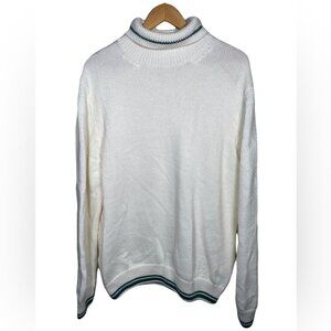 Zara Men’s Wool Blend Striped Turtleneck Varsity Knit Sweater